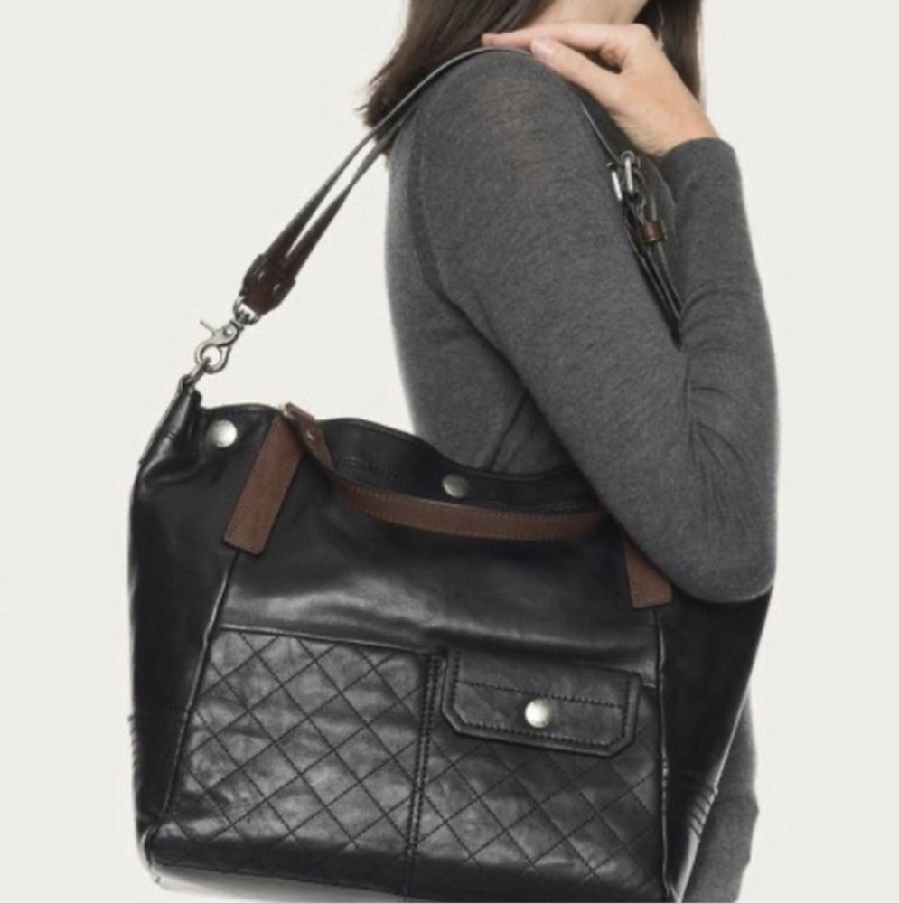 Frye Black and Brown Shoulder Bag